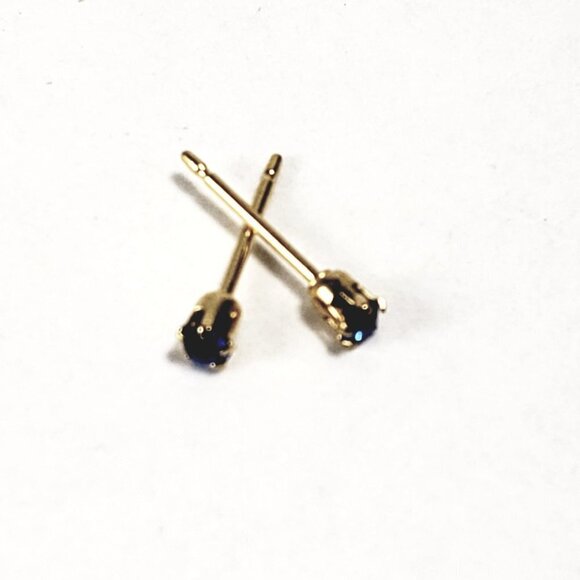 Swarovski Crystal Element - Gold Overlay Blue Stone "Tiny" Stud Earrings - Picture 7 of 11